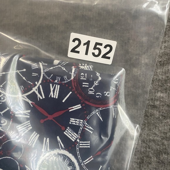 Catherines Top Women 1X Blue Clock Print Novely Button Roll Tab Blouse‎ Office - Picture 9 of 9